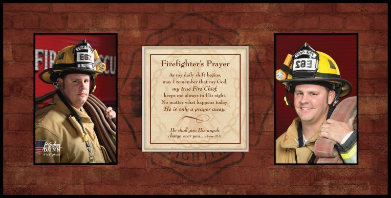 Fire Fighter's Photo Frame 12" x 18" x 3/4" (Holds 2 4"x6" Photos) -- Psalm 91:1