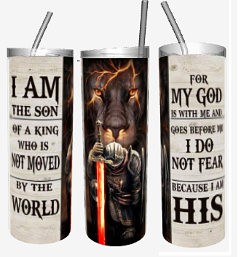 20 oz Custom Design Skinny Tumblers -- Lion_Sword_ I Am